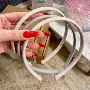 Elegant Gray and Pink Headband Set 3pc Bundle